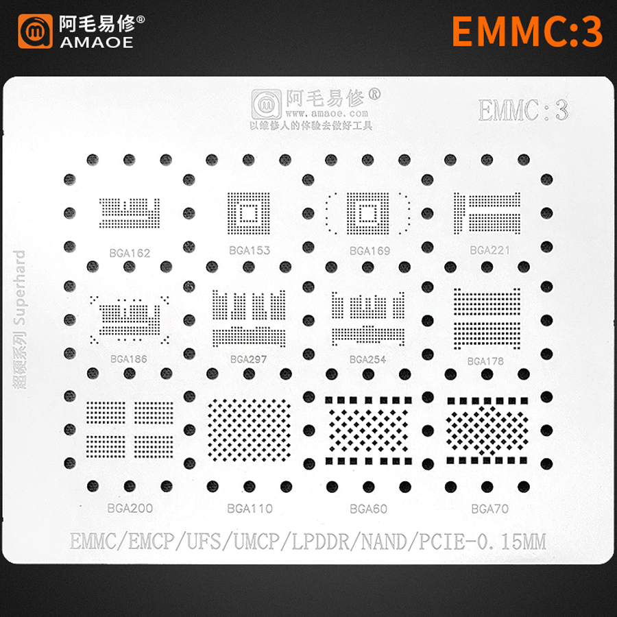 AMAOE EMMC3 BGA Reballing Sten - Tasmota Flash Tool review and price