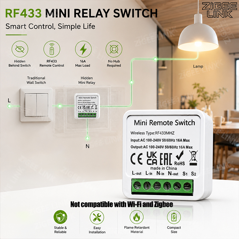 RF433MHz 16A Mini Smart Relay  - Diy Home Automation System review and price